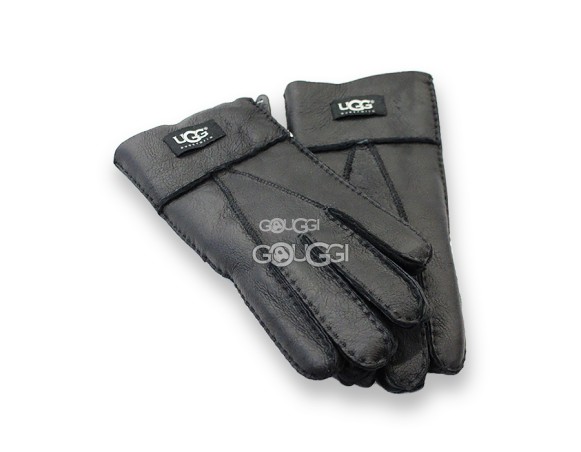 меховые перчатки мужские Leather Black 1