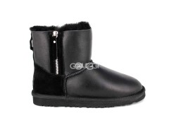 Mini Double Zip Metallic Black