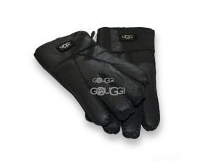 Меховые перчатки мужские Suede Dark Black