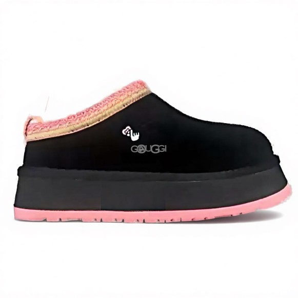 Женские слипоны на платформе UGG Tazz Black Tropical Pink